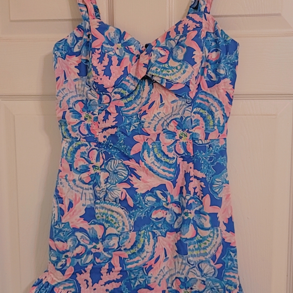 Floral Blue and Pink Romper